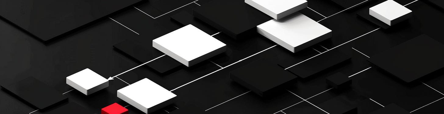 An abstract image featuring interconnected black and white squares with one red square, symbolizing the diverse and interconnected techniques employed in AI Red Teaming.