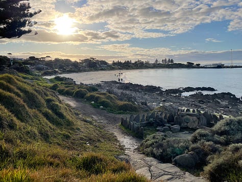 Six photographs looking north from Frenchman's Rock