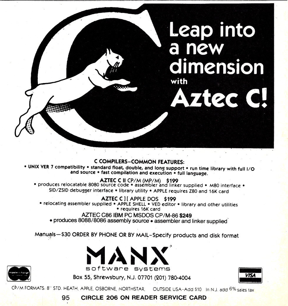 Manx's Aztec C - Computer Ads from the Past