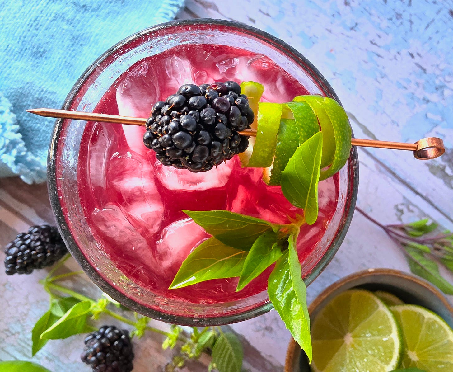 an overhead view of a cocktail