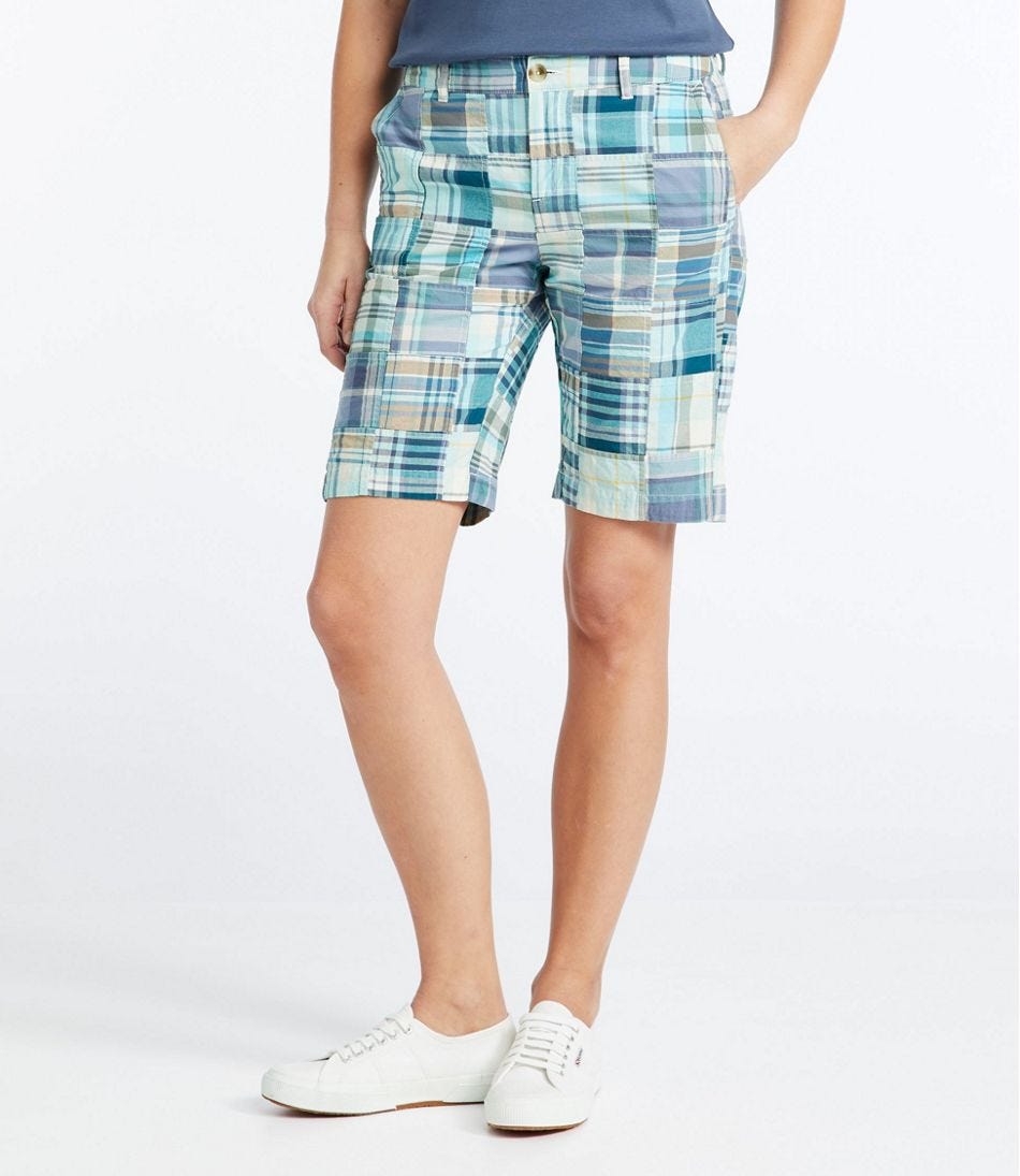 Women's Washed Chino Bermuda Shorts, 10" Patchwork
