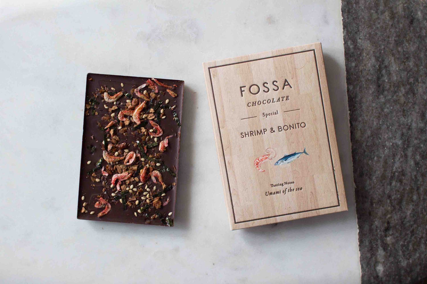 Shrimp and Bonito Dark Chocolate Fossa Chocolate
