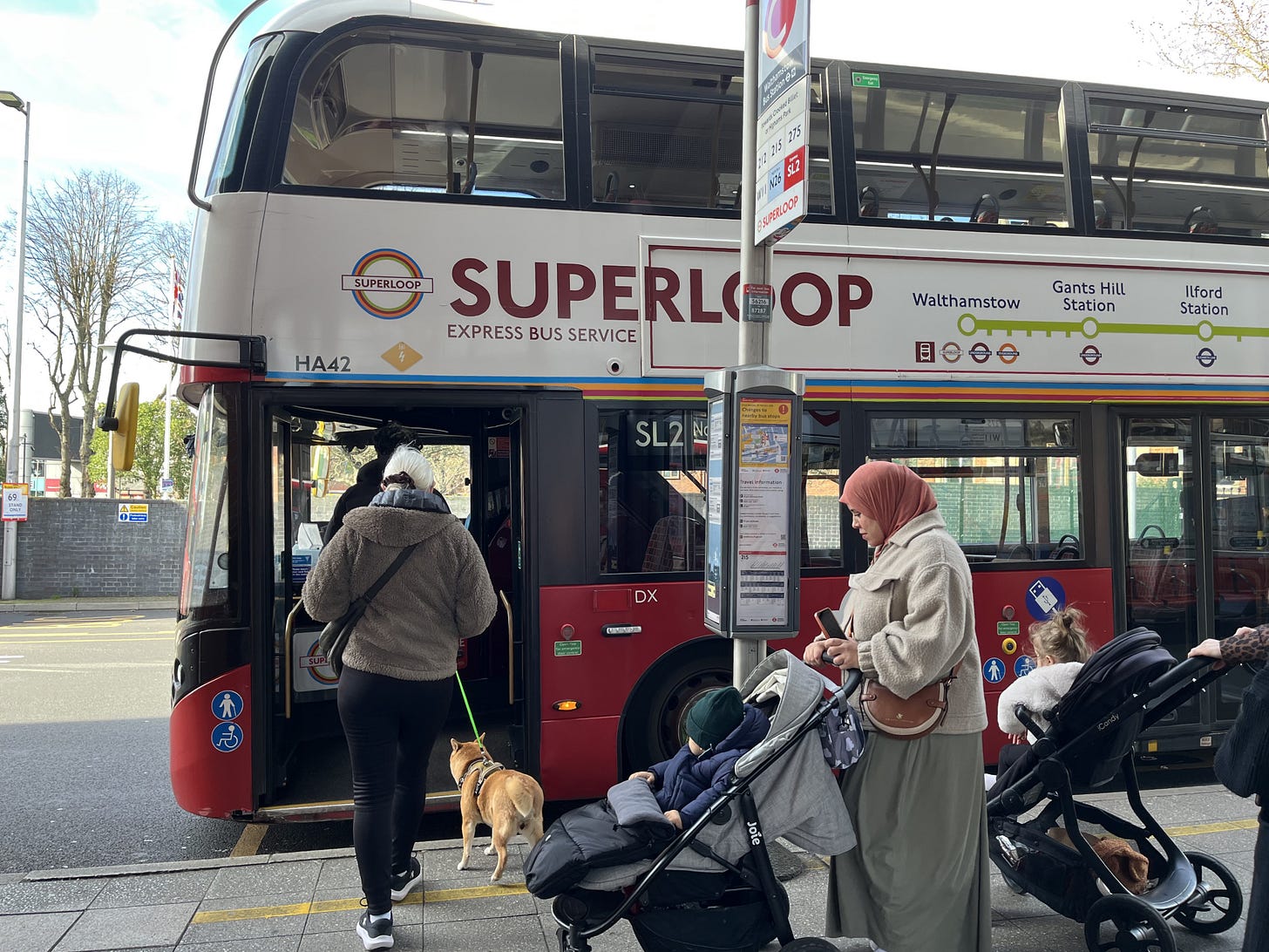 SL2 boarding at Walthamstow Bus Station.