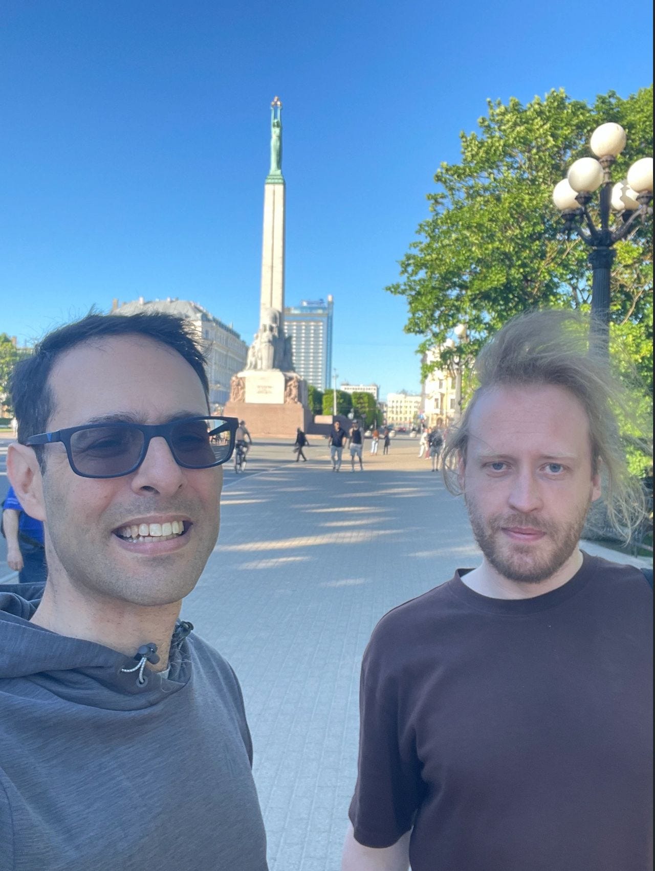 Me and Jurijs outside the Freedom Monument in Riga (May 2026) Me and Jurijs outside the Freedom Monument in Riga (May 2026)