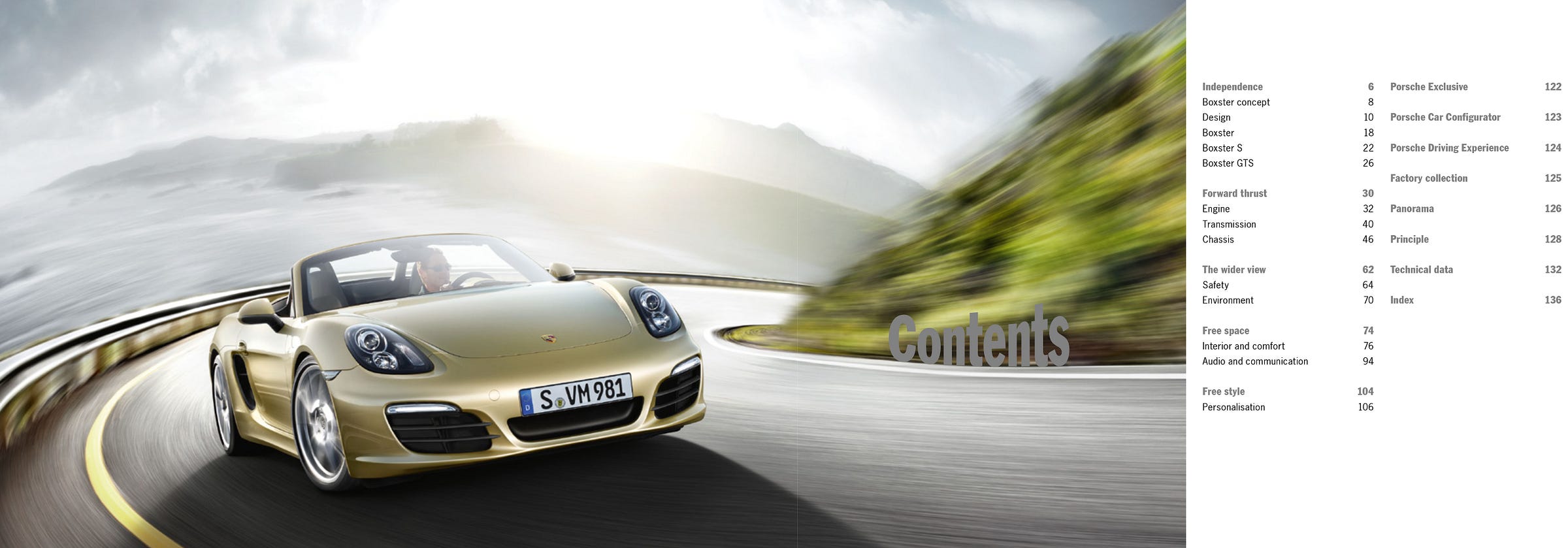 Porsche Boxster 981 2015 brochure contents