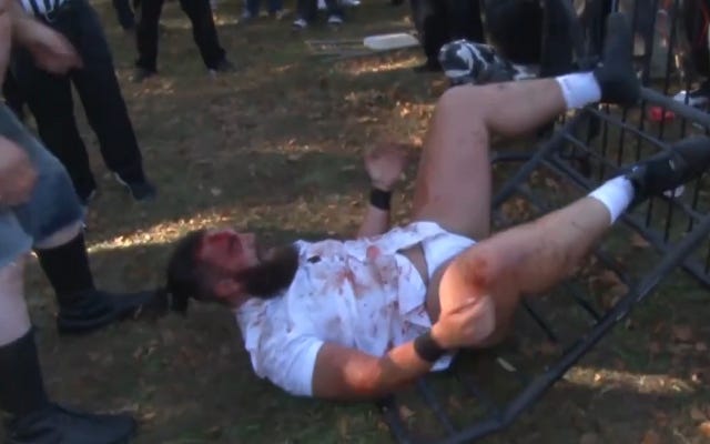 [Screenshot: Joe gets the obligatory guardrail slam]