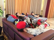 A team that sleeps together...  Wake up! They're coming.