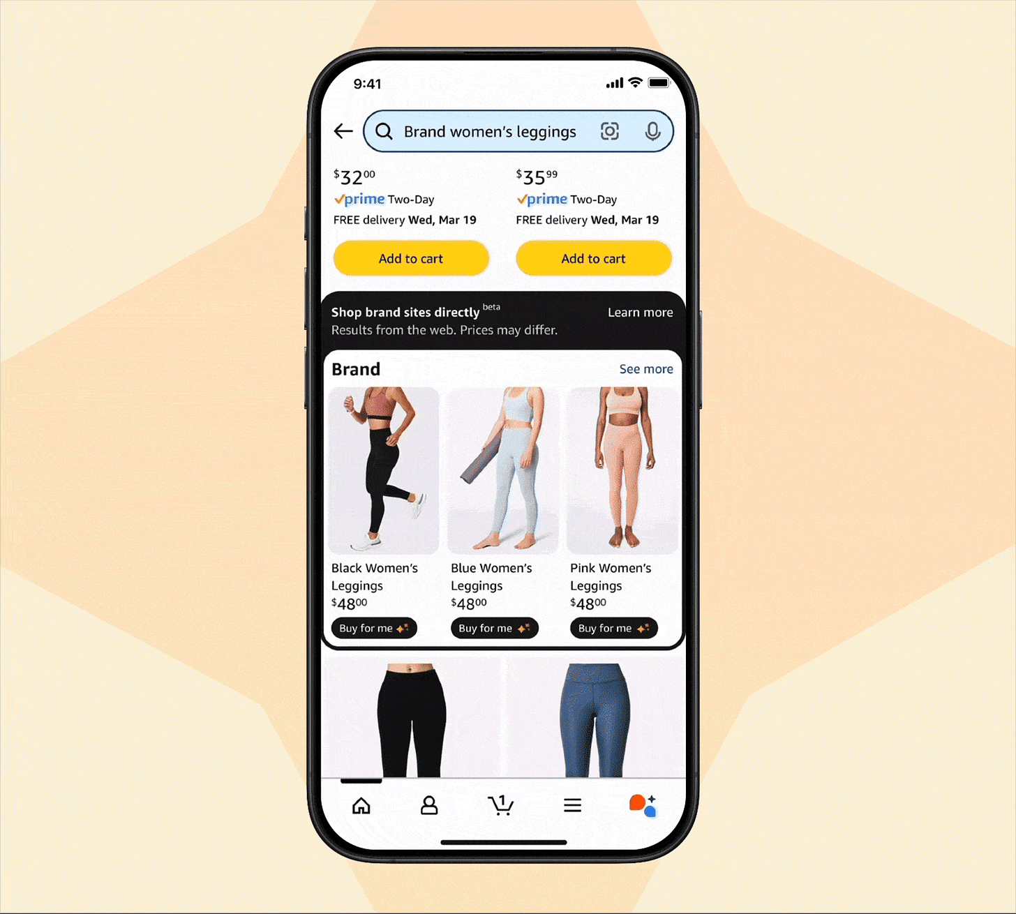 GIF rotating through the Buy for me feature in a phone user interface