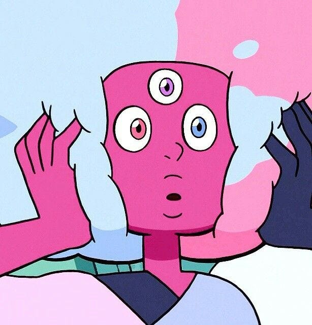 Garnet from Steven Universe grabbing her hair.