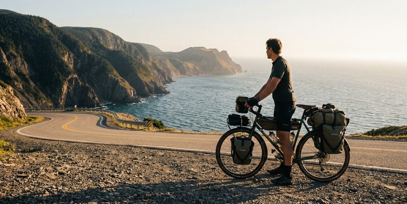 Cyclist on the Maritime Canada Loop