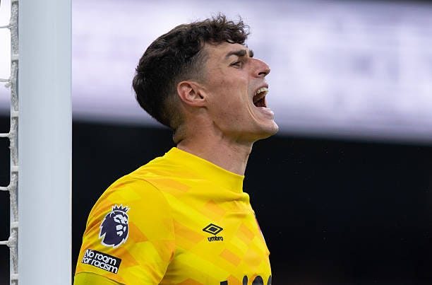 Bournemouth goalkeeper Kepa during the Premier League match between Manchester City FC and AFC Bournemouth at Etihad Stadium on May 20, 2025 in...