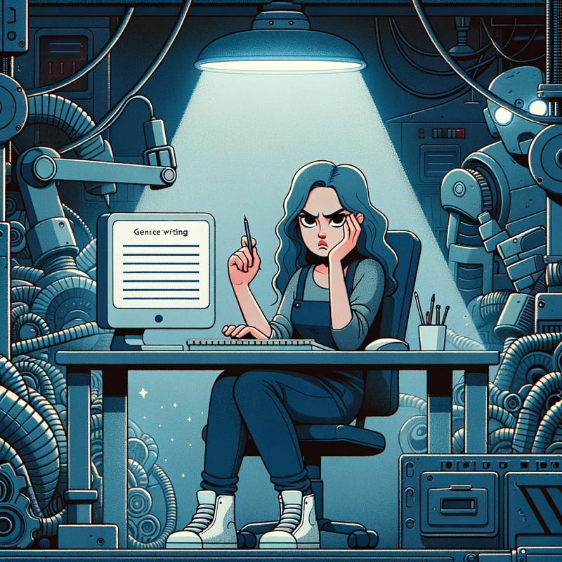 ai photo of sara frustrated with her prompts