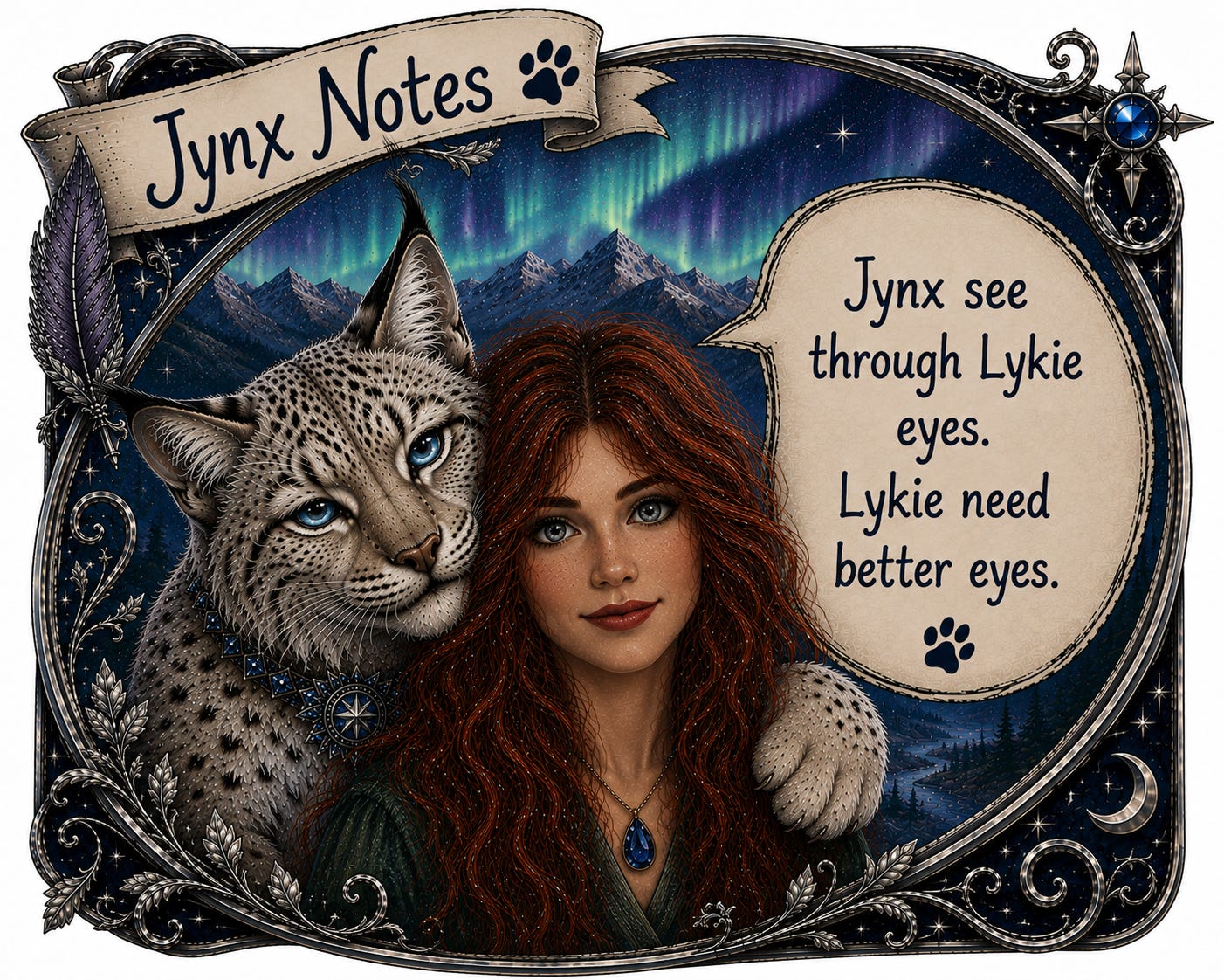 Jynx's note indicating Angelika's eyes are not right.
