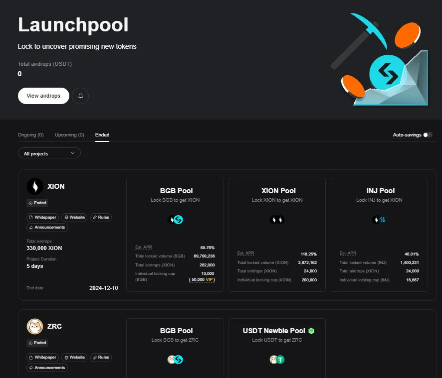 Bitget Launchpool page showcasing staking pools