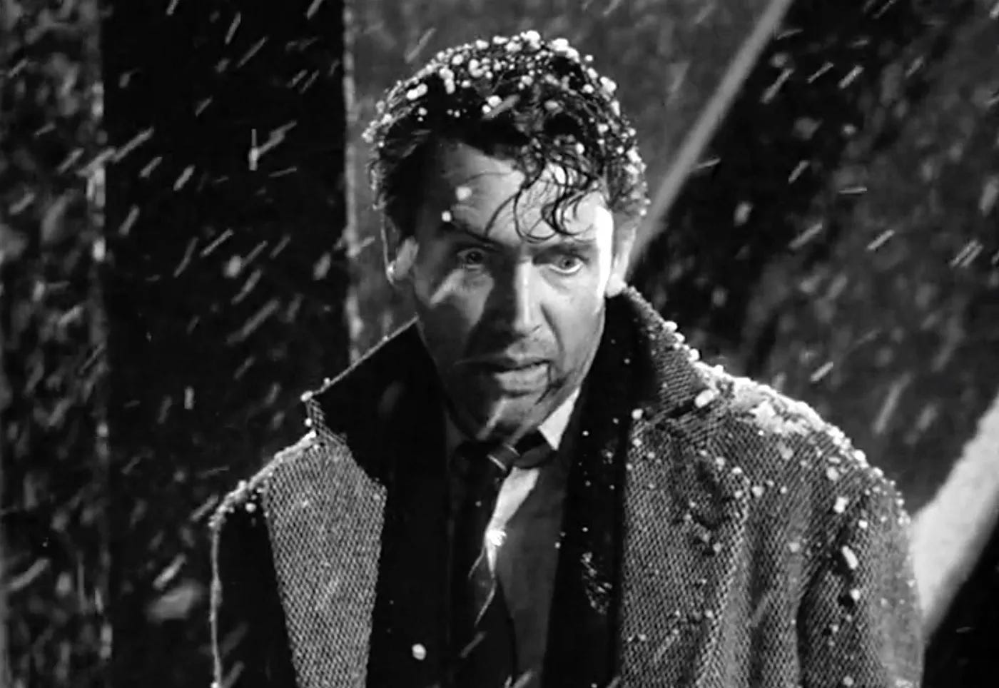 Jimmy Stewart as George Bailey in It's a Wonderful Life 1946 film