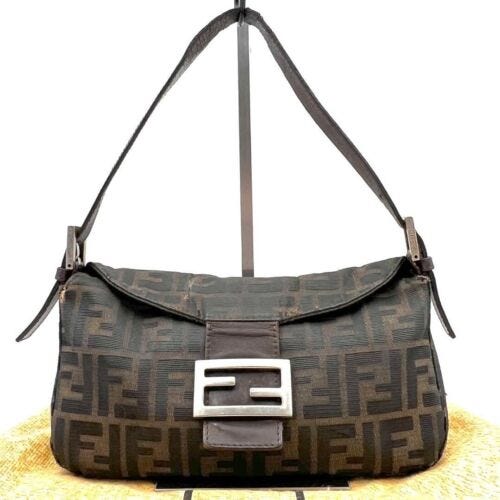 FENDI Zucca Mamma Bucket Handbag Brown Shoulder bag Italy Vintage Gift Used Jpn - Picture 1 of 7