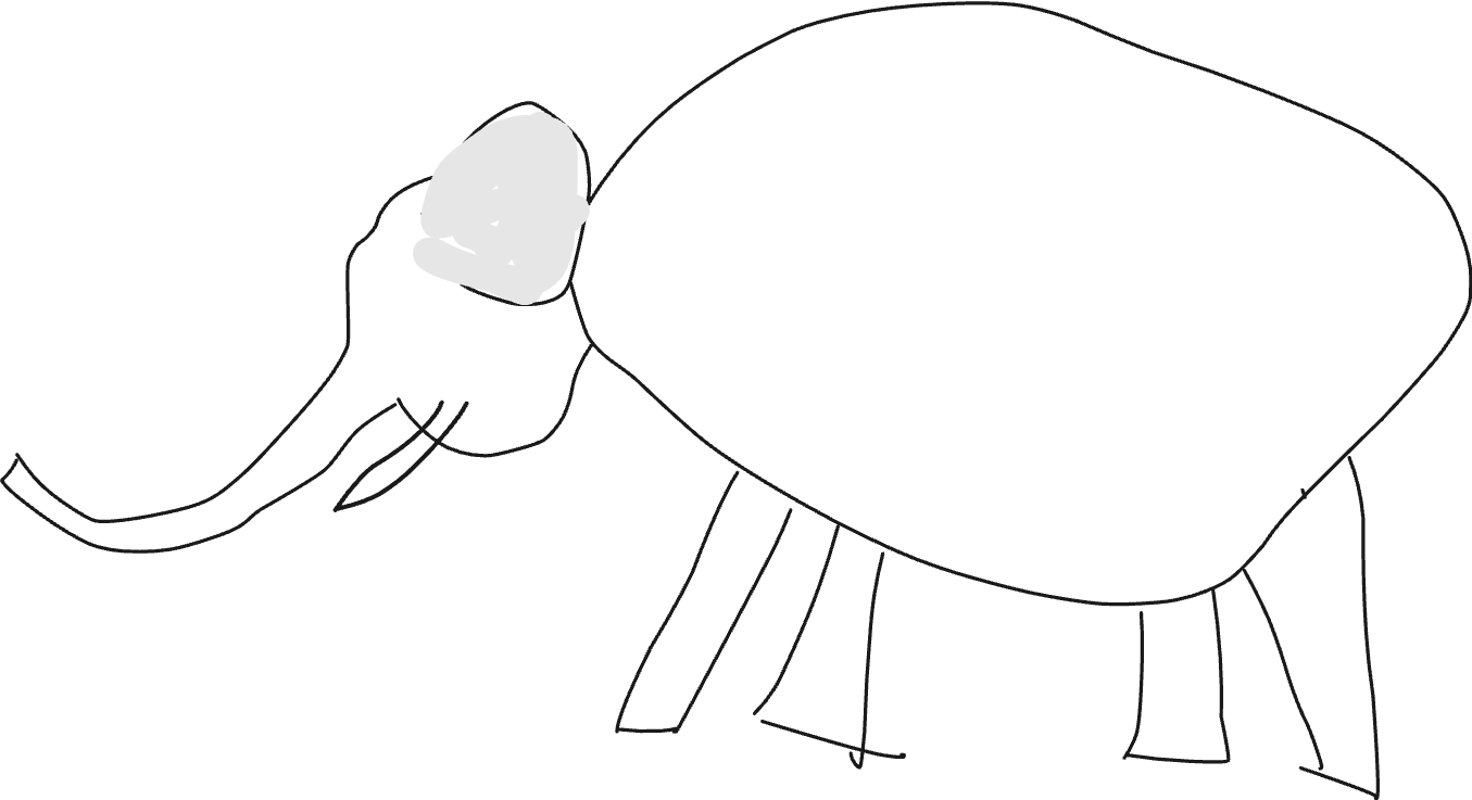 An image of a hastily drawn and barely accurate elephant
