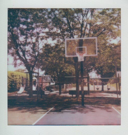 Polaroid of the basketball court at Winters Playground.