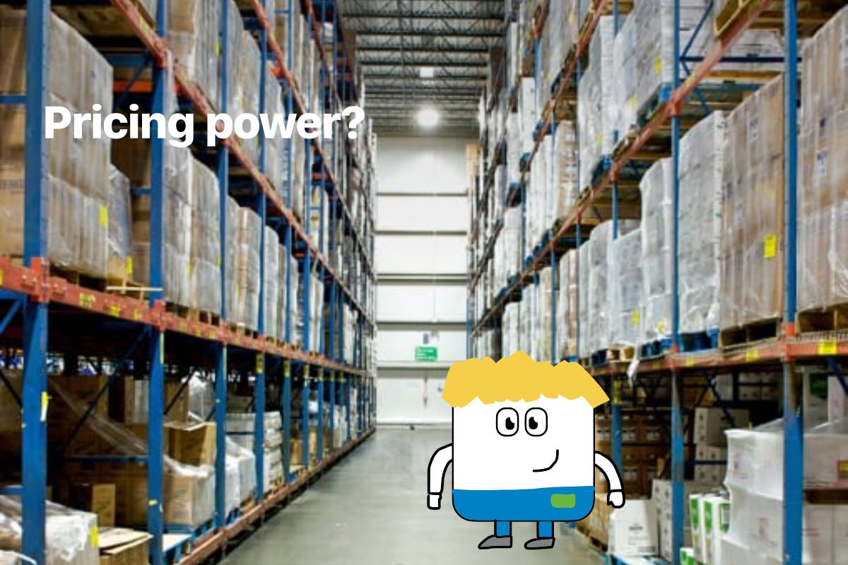 Image from Substack article discussing Sysco stock analysis, featuring a warehouse scene symbolizing their supply chain and market position.