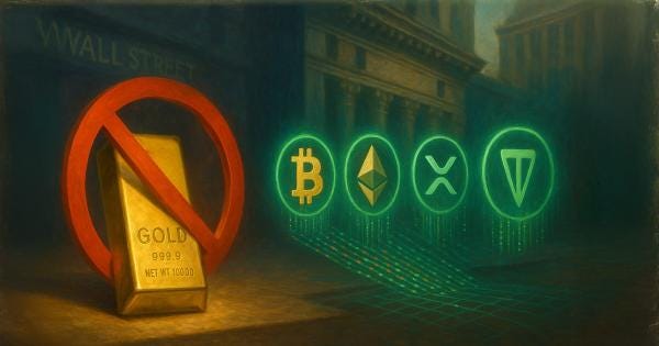 Gold legally barred from what BTC, XRP, TON, ETH are now doing to Wall Street Gold legally barred from what BTC, XRP, TON, ETH are now doing to Wall Street
