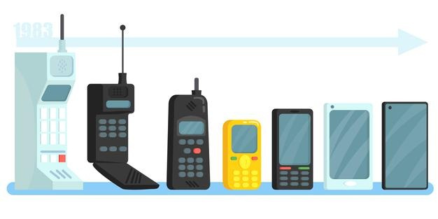Cellphones different generations set Free Vector Cellphones different generations set Free Vector