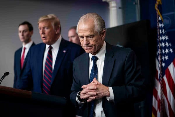 Peter Navarro, President Trump’s trade adviser, last week during a coronavirus news briefing at the White House.