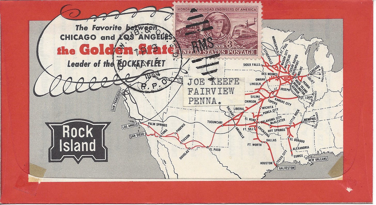The flap side of the Rock Island envelope