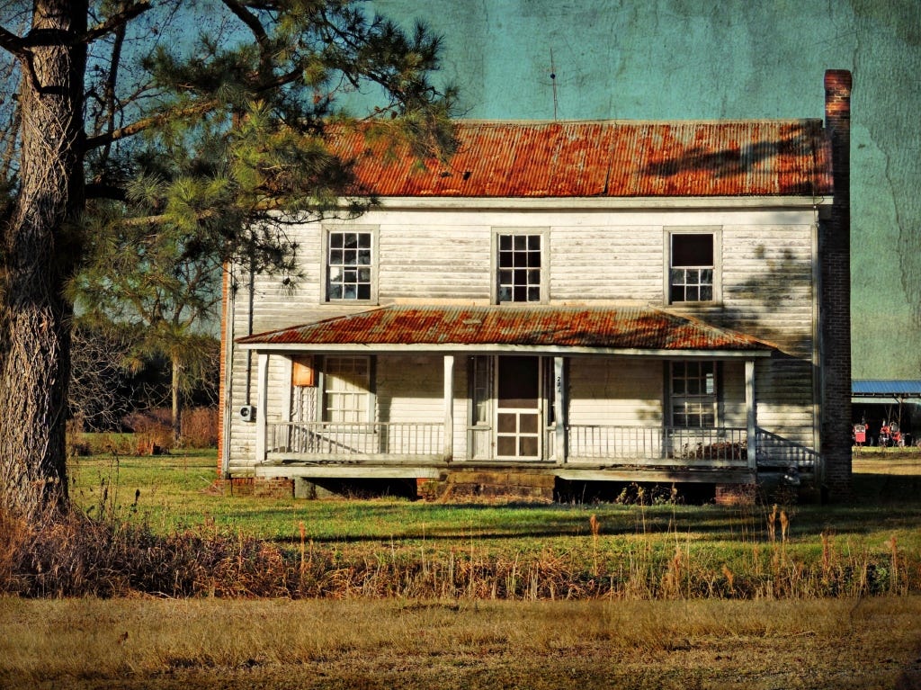 An Old Country Farm House in Afternoon Sun and Shadows: Bayboro ...