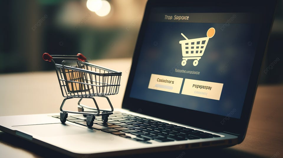 Ecommerce Website With Shopping Cart With The Shopping Cart On A Laptop ...
