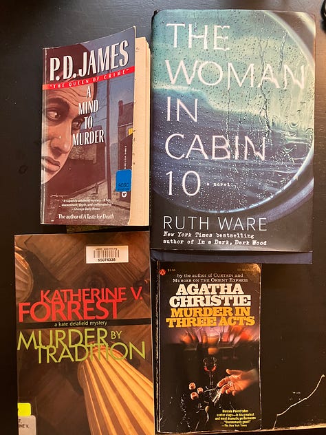 Kacey at the library, mysteries and thrillers, grilling and sports history