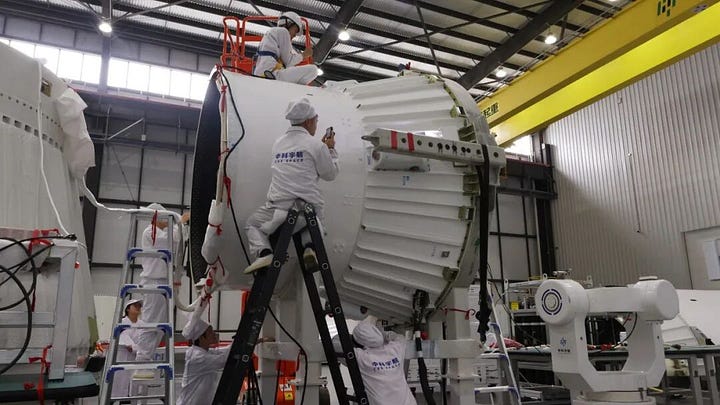 The Kinetica-1 Y15 vehicle during production efforts at CAS Space's Guangzhou factory.