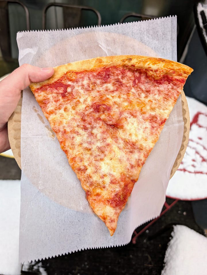 Top and bottom of pizza