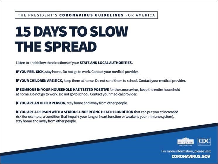 The President's Coronavirus Guidelines for America: 15 Days to Slow the  Spread - The Pennsylvania Municipal League