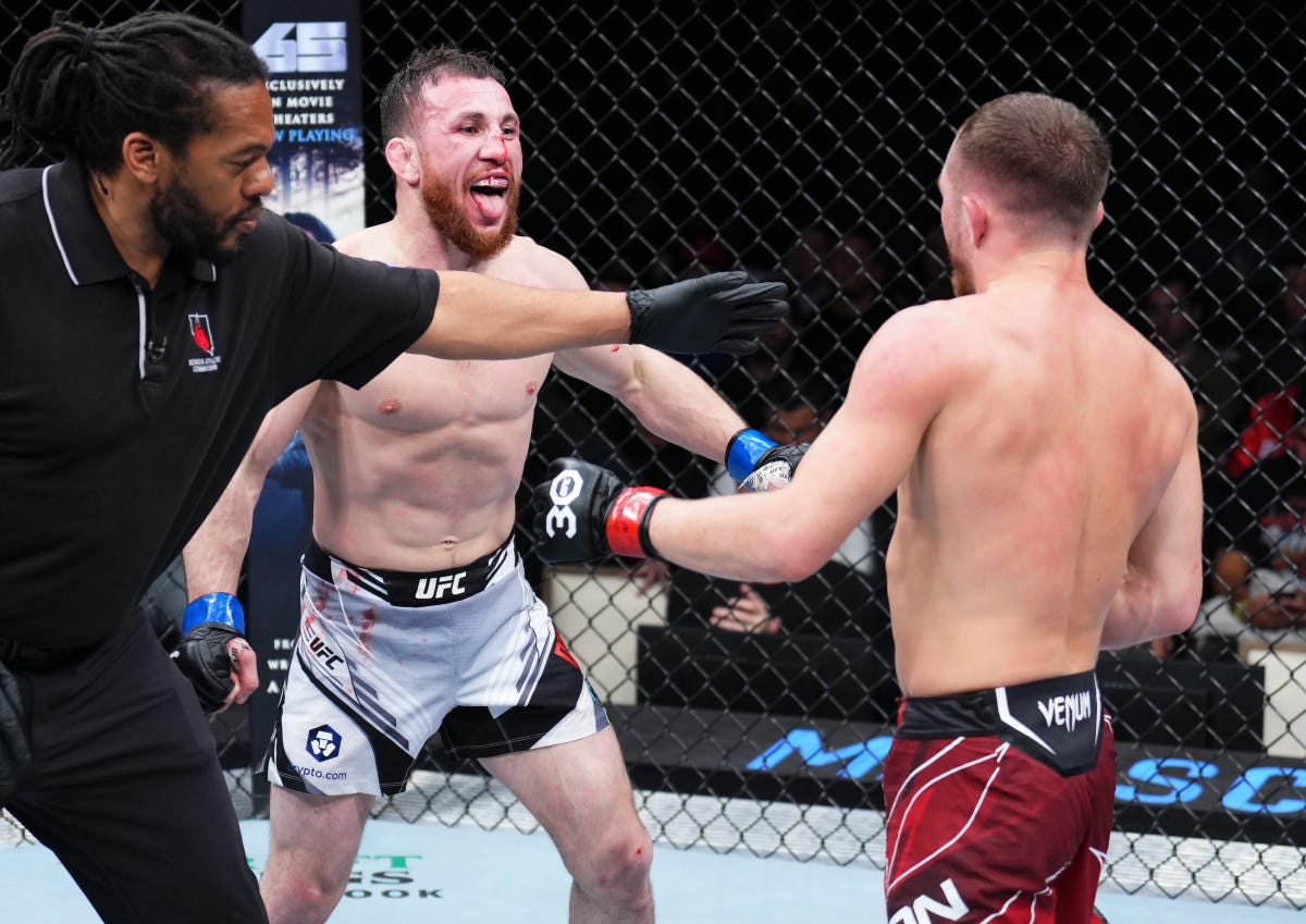 UFC Las Vegas: Merab Dvalishvili pushes devastating pace in shutout win over Petr Yan - Yahoo Sports UFC Las Vegas: Merab Dvalishvili pushes devastating pace in shutout win over Petr Yan - Yahoo Sports