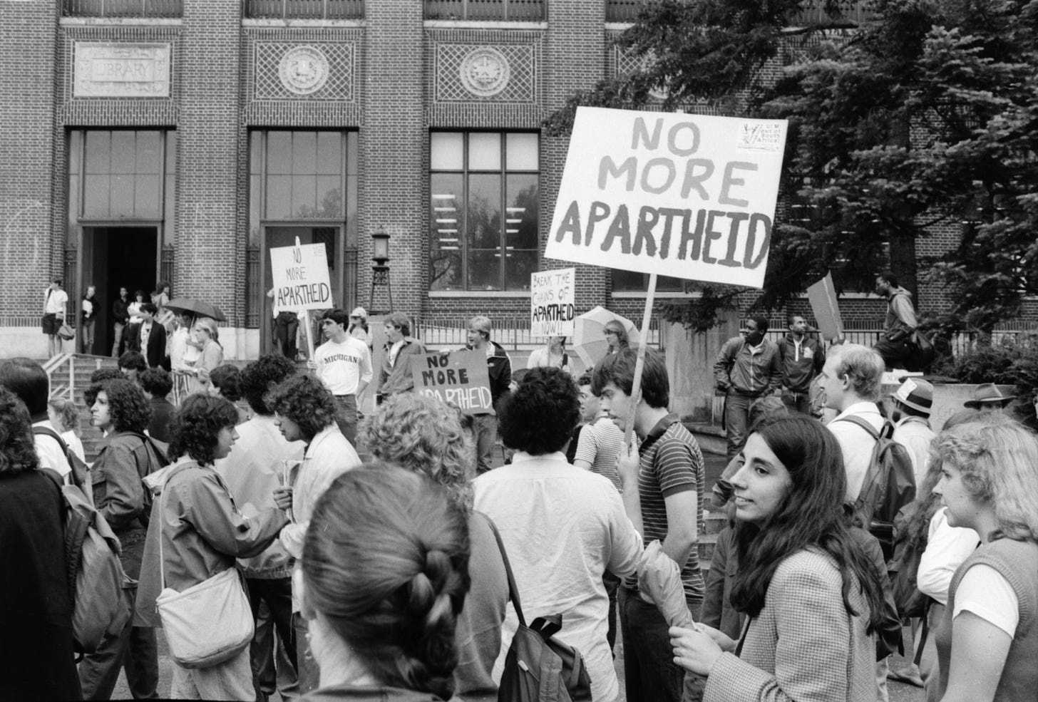 Students protest against apartheid, April, 1985 | Ann Arbor District ...