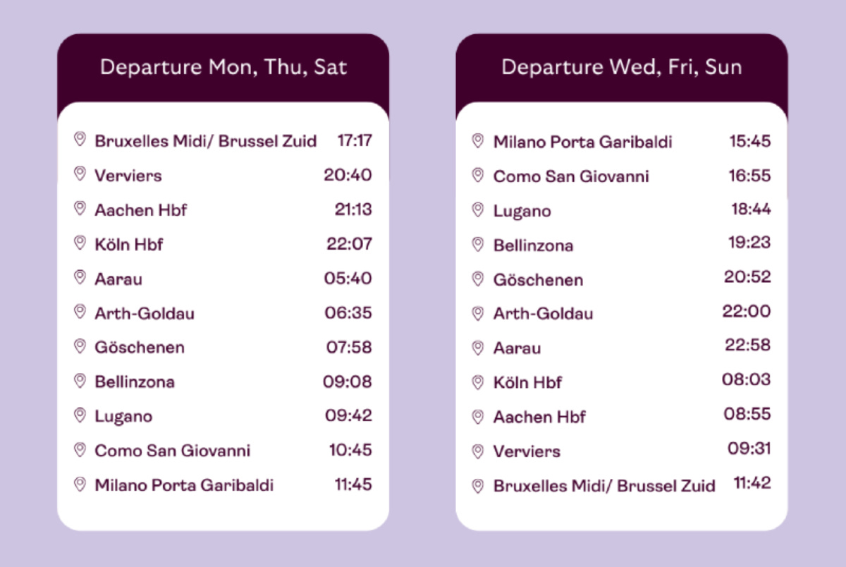 Timetable | European Sleeper Timetable | European Sleeper