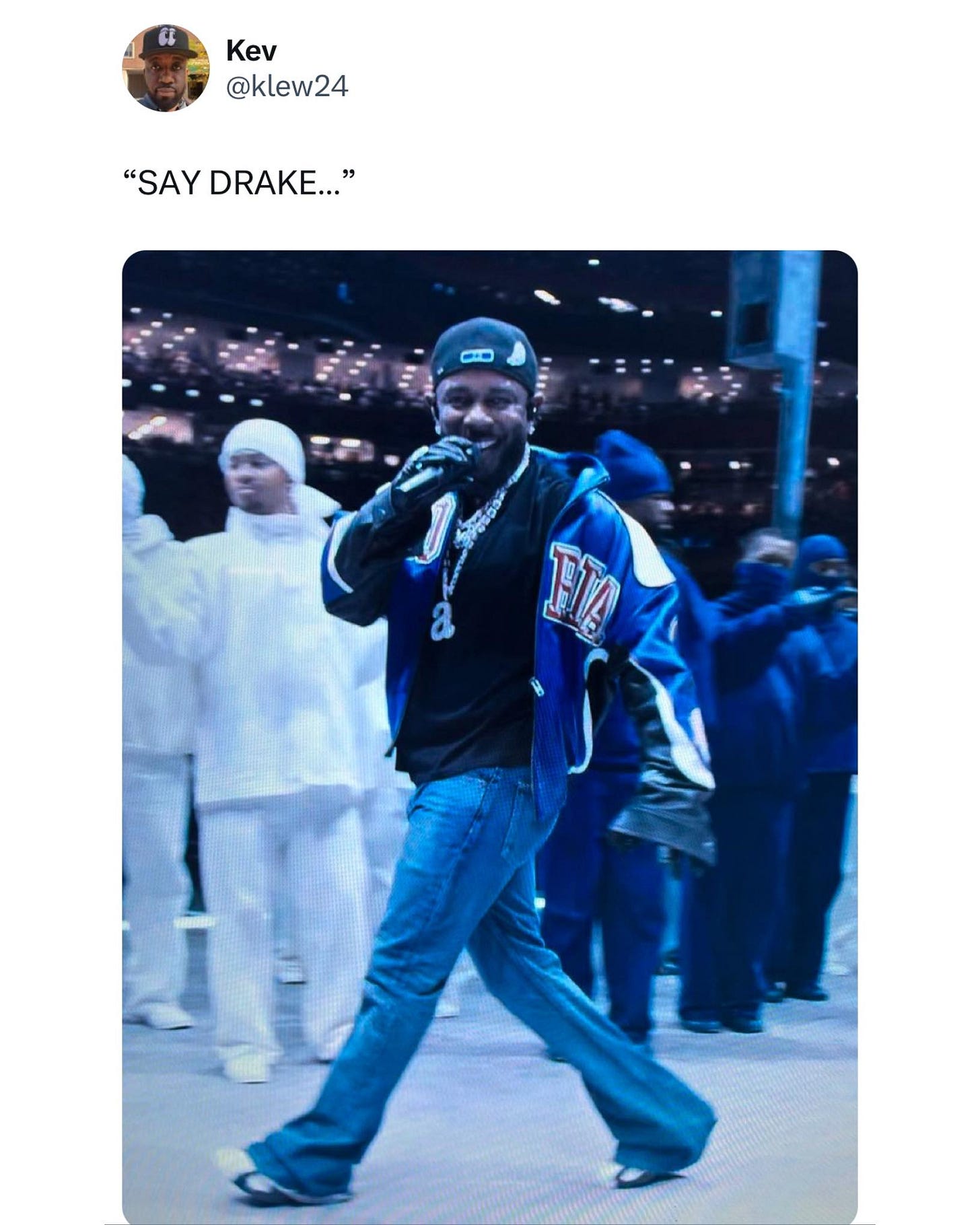 May be an image of 5 people and text that says 'Kev @klew24 "SAYDRAKE..." "SAY DRAKE..."' May be an image of 5 people and text that says 'Kev @klew24 "SAYDRAKE..." "SAY DRAKE..."'