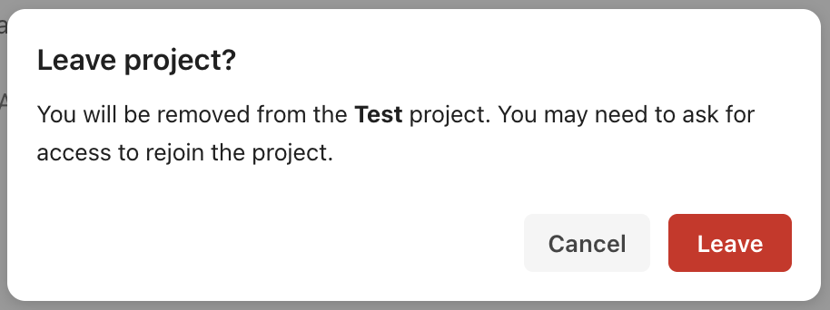 Pytanie "Leave project?" z opcjami Yes/No do wyboru.