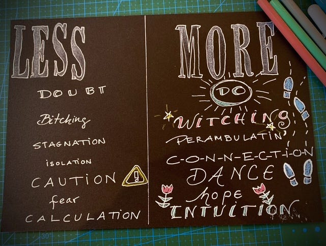 a Less vs More list for the New year sits on my desk