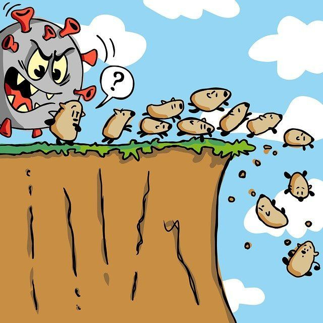 Virus Lemmings Cliff Running Panic  - RichardsDrawings / Pixabay