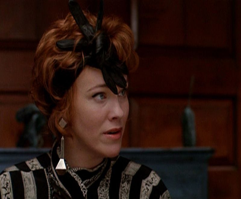 delia deetz dinner dress The Deetz Dinner Party Turns Into a Dance Party (Clip) | Beetlejuice (1988)