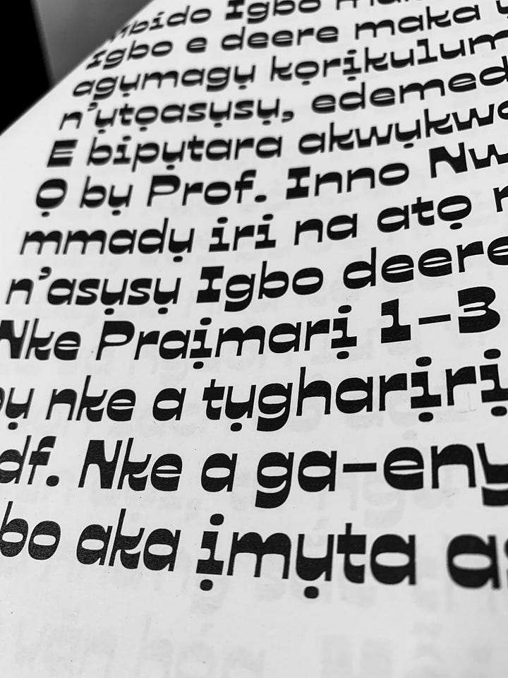 Print out of Ojuju typeface