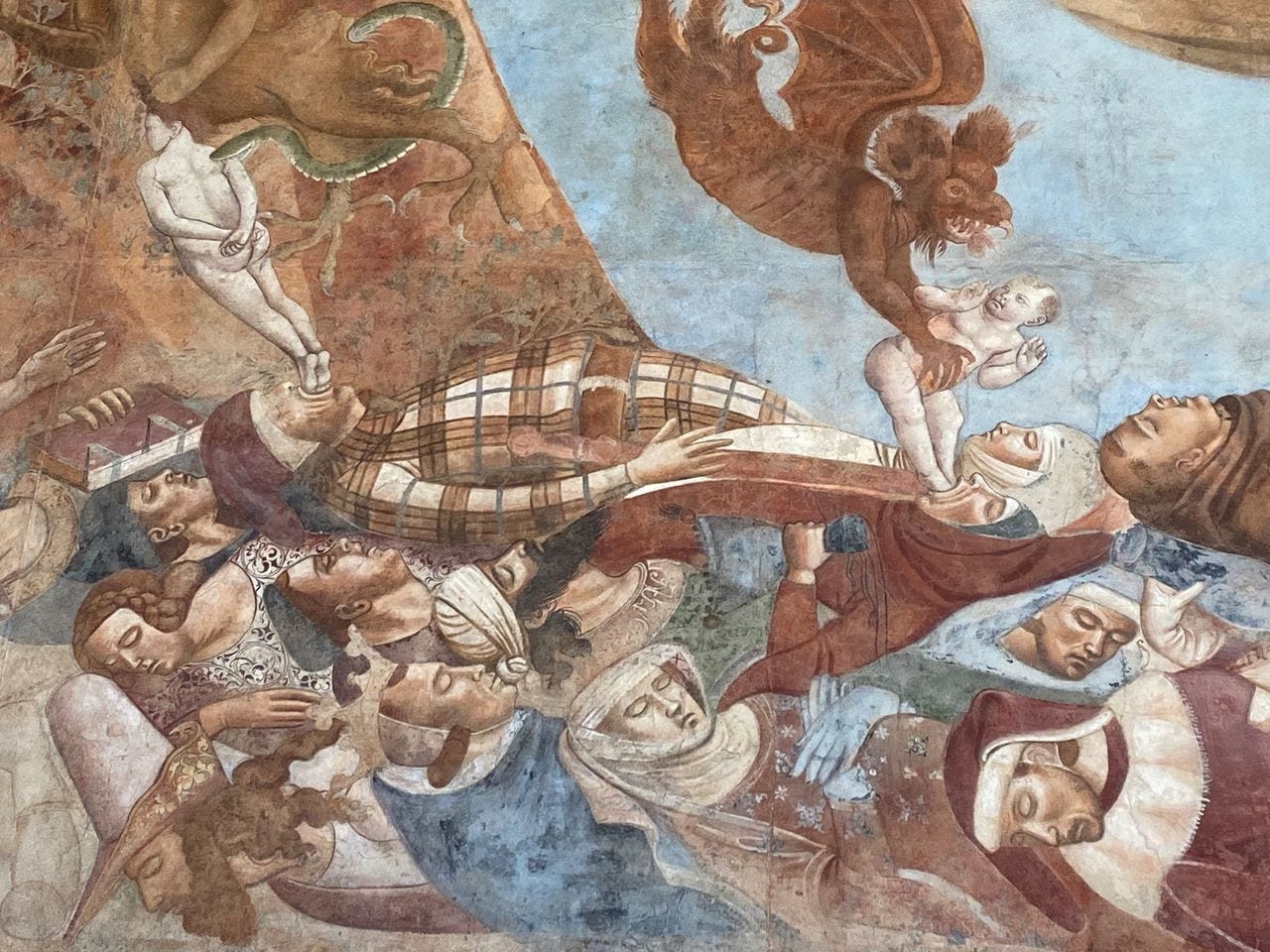 Buonamico Buffalmacco’s “Triumph of Death,” which does not depict the Black Death explicitly, but shows victims of an epidemic. (Martin Bauch)