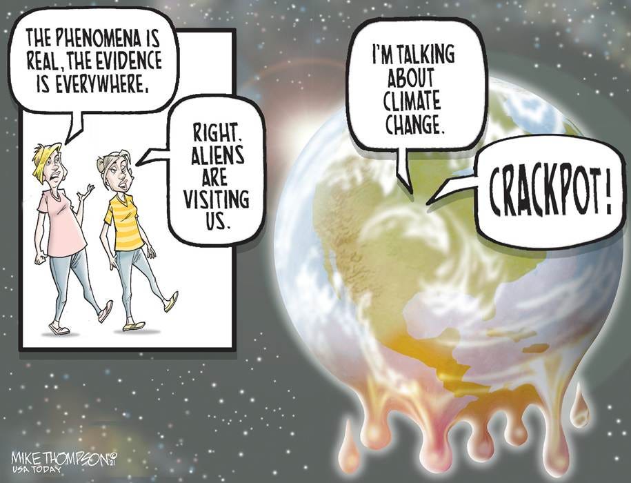 Climate change cartoons rom the USA TODAY Network