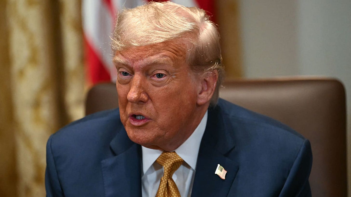 US President Donald Trump speaks during a cabinet meeting in the Cabinet Room of the White House in Washington, DC, on July 8, 2025. (Photo by ANDREW CABALLERO-REYNOLDS / AFP) (Photo by ANDREW CABALLERO-REYNOLDS/AFP via Getty Images)          