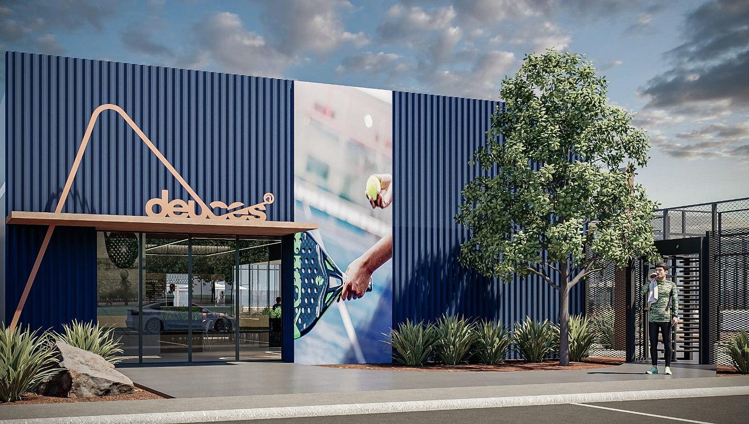 Exterior of Deuces Padel Club in Laredo, TX
