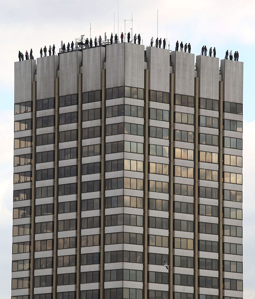 84 Sculptures Appear On Top Of A Building In London To Bring Awareness To Male Suicide Problem 84 Sculptures Appear On Top Of A Building In London To Bring Awareness To Male Suicide Problem