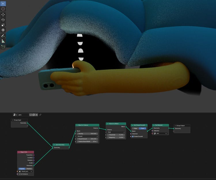 Arm with geonodes remesh