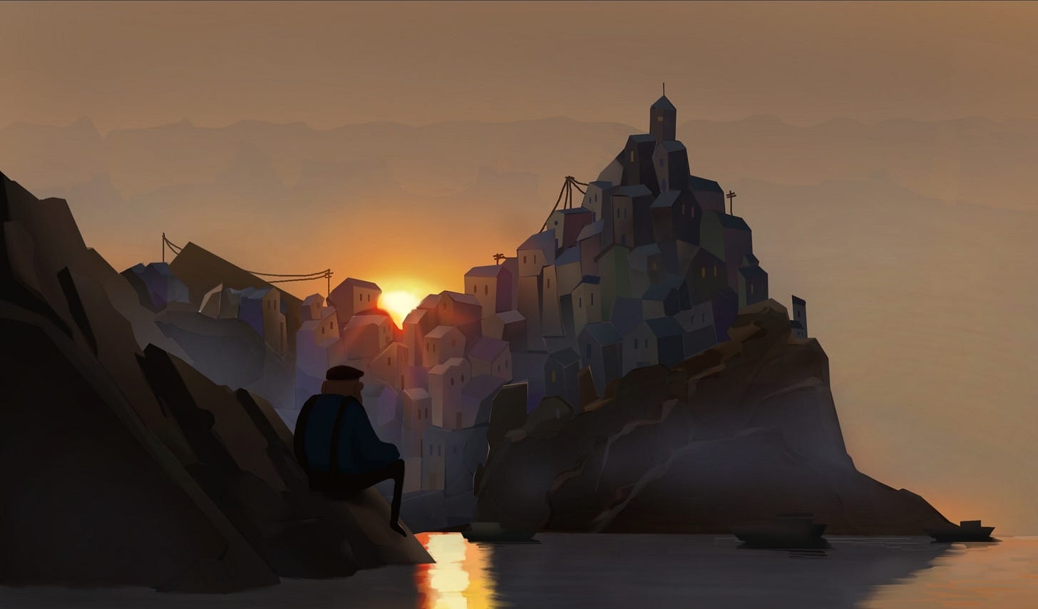 Sun rising behind mountain set