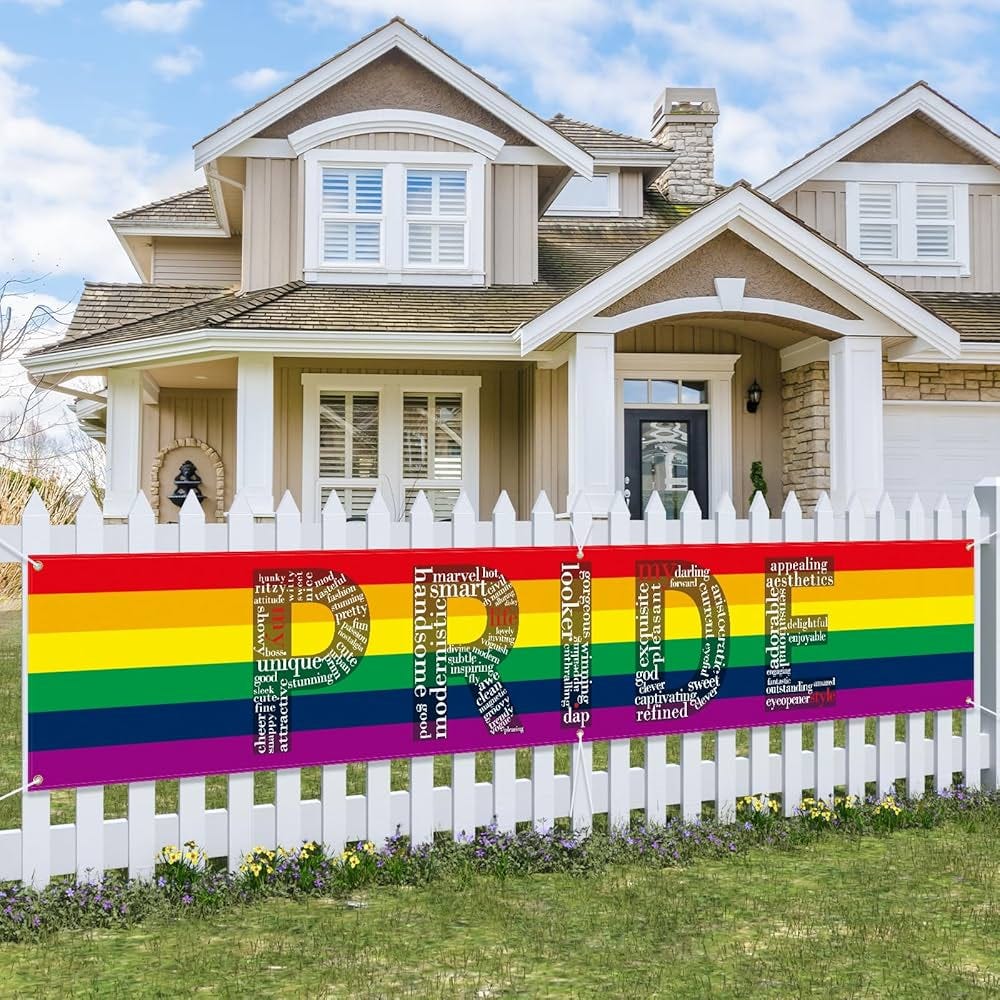 Probsin Large Pride Decorations Banner 120"x20" Progress Rainbow Yard Sign  LGBTQ Backdrop Holiday Gay Party Supplies Hanging Decor Multiple Words  Joint Double Sided Printed Lesbian Bisexual : Amazon.co.uk: Garden